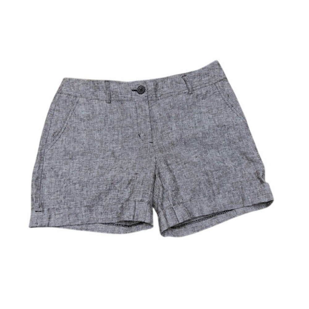 Apt. 9 Torie Gray Linen Blend Cuffed Shorts Womens Size 6 Heathered Preppy Chic